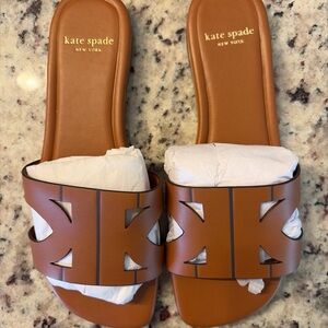 Kate Spade Tan Leather Slides